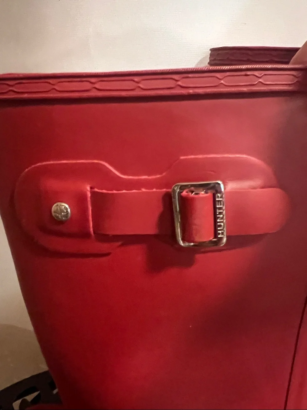 Hunter Red Women's Rain Boots with Side Buckles